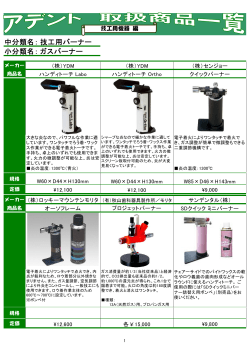 中分類名： 小分類名： 技工用バーナー ガスバーナー