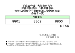 （後期）合格者一覧