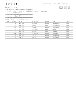 記 録 表 - 鹿児島マラソン2017