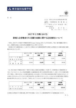 2017 年 2 月期における 新規入会者数並びに在籍生徒数に関する近況