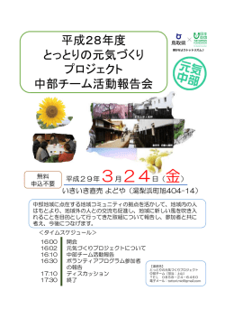 平成28年度とっとりの元気づくりプロジェクト中部チーム活動報告会 チラシ
