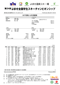 女子回転公式成績表