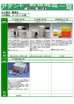 中分類名： 小分類名： 覆罩材 ユージノール系