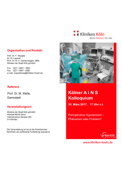 Kölner AINS Kolloquium - Kliniken der Stadt Köln