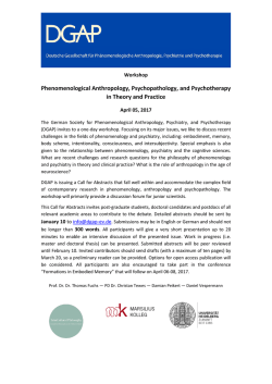 Phenomenological Anthropology, Psychopathology, and