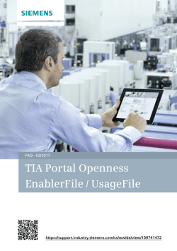 TIA Portal Openness EnablerFile / UsageFile