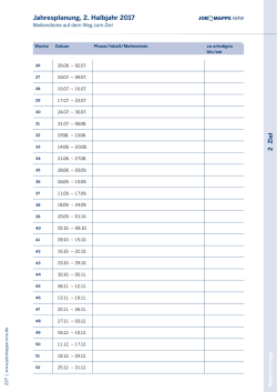 Jahresplanung &ndash; 2. Halbjahr 2017