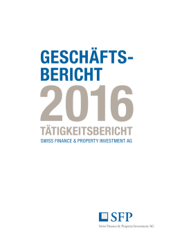 Geschäftsbericht 2016 – Teil 1 Tätigkeitsbericht