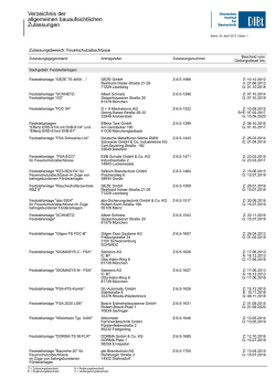 Verzeichnis der allgemeinen bauaufsichtlichen Zulassungen