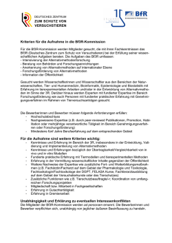 Kriterien für die Aufnahme in die Bf3R-Kommission