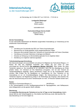 Intensivschulung zu den Ausschreibungen 2017