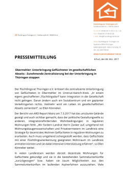 PRESSEMITTEILUNG - Flüchtlingsrat Thüringen