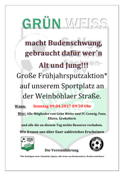 Gro&szlig;e Fr&uuml;hjahrsputzaktion* auf unserem Sportplatz an der