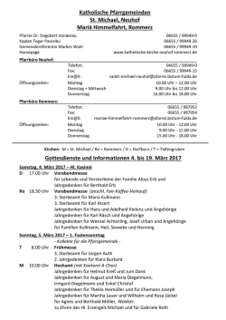 Gottesdienstordnung 4.3.-19.3.2017