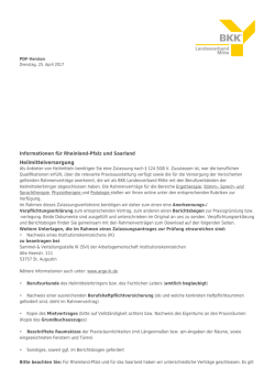Informationen f&uuml;r Rheinland-Pfalz und Saarland