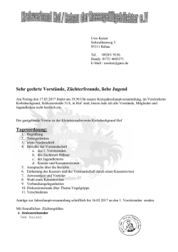 Herzliche Einladung zu unserer - KV Hof