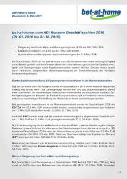 bet-at-home.com AG: Konzern Geschäftszahlen 2016