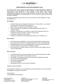 e-Bike Spezialist sucht Online-Redakteur (m/w)