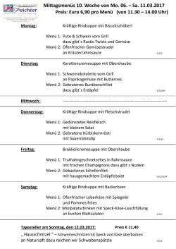 Wochenmenü - Hotel Restaurant Feichter