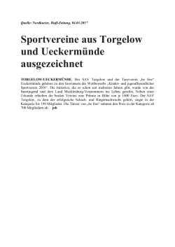 Sportvereine aus Torgelow und Ueckermünde