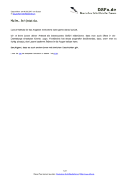 Hallo... Ich jetzt da. - Deutsches Schriftstellerforum