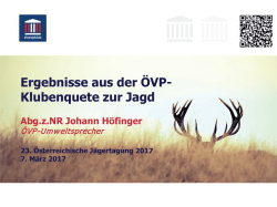 Ergebnisse aus der ÖVP- Klubenquete zur Jagd