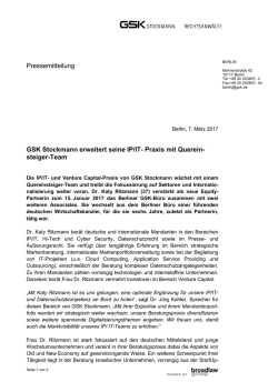 Pressemitteilung GSK Stockmann erweitert seine IP/IT