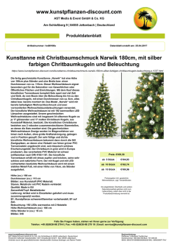 Produktdatenblatt - Kunsttanne mit Christbaumschmuck Narwik 180cm