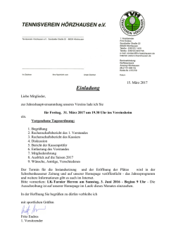 Einladung - Jahreshauptversammlung