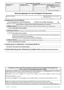 Bewerbungsbogen für den freiwilligen Dienst in der Bundeswehr