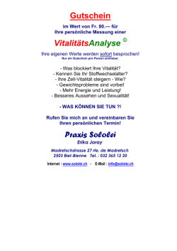 Gutschein Vitalit&auml;tsAnalyse Praxis Sololei