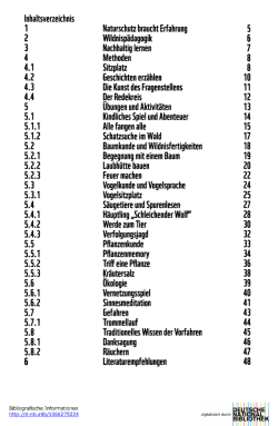 Inhaltsverzeichnis 1 Naturschutz braucht Erfahrung 5 2
