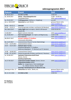 Jahresprogramm 2017 Datum Event Zeit