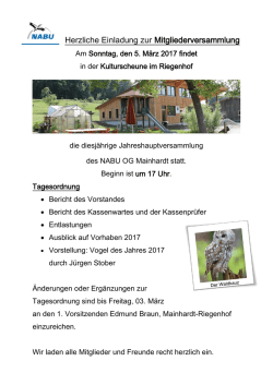 Herzliche Einladung zur Mitgliederversammlung