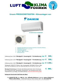 Unsere PREISGÜNSTIGSTEN - Klimaanlagen von nur € 886,