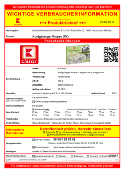 KAUFLAND Rückruf K-CLASSIC Königsberger Klopse