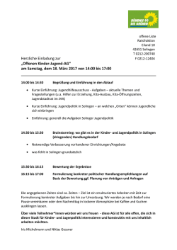 Herzliche Einladung zur &bdquo;Offenen Kinder-Jugend