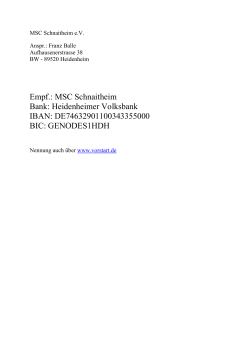 Empf.: MSC Schnaitheim Bank: Heidenheimer Volksbank IBAN