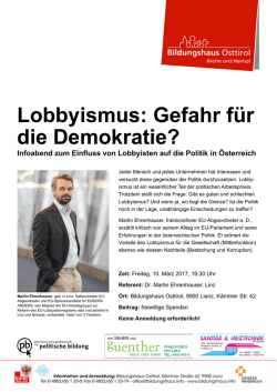 Vortrag "Lobbyismus: Gefahr für die Demokratie"