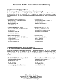 Anbieterliste der DGS Franken/Solarinitiative Nürnberg