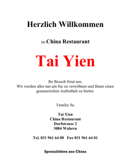 Herzlich Willkommen - Restaurant Tai Yien