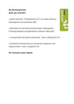 Die Wochengerichte - weilands wellfood