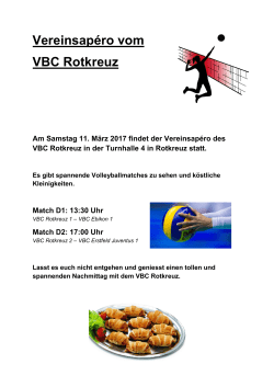 Vereinsapéro vom VBC Rotkreuz Am Samstag 11. März 2017 findet