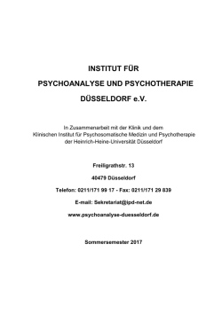 Vorlesungsverzeichnis SS 2017 - Institut für Psychoanalyse und