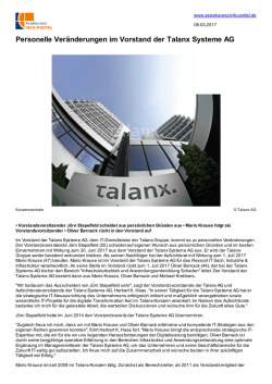 Personelle Veränderungen im Vorstand der Talanx Systeme AG