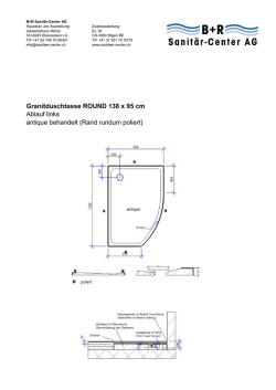 Granitduschtasse ROUND 138 x 95 cm Ablauf links antique behandelt
