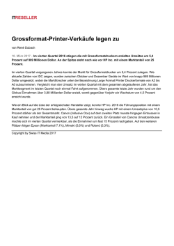 Grossformat-Printer-Verk&auml;ufe legen zu