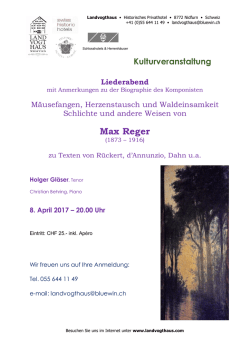 Max Reger - im Landvogthaus