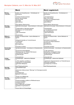Menüplan Cafeteria - Asana Spital Menziken