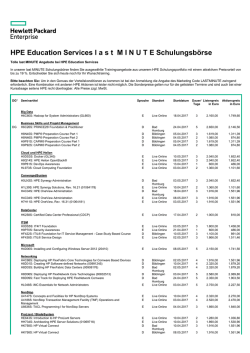 HPE Education Services l a s t  M I N U T E Schulungsb&ouml;rse